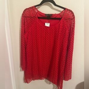 City‎ view  Red Lace Women's Top size XL